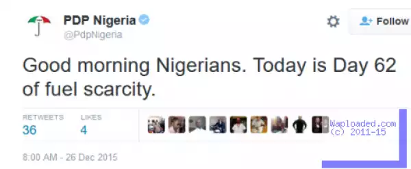 PDP tweets about fuel scarcity and gets epic reply from twitter user